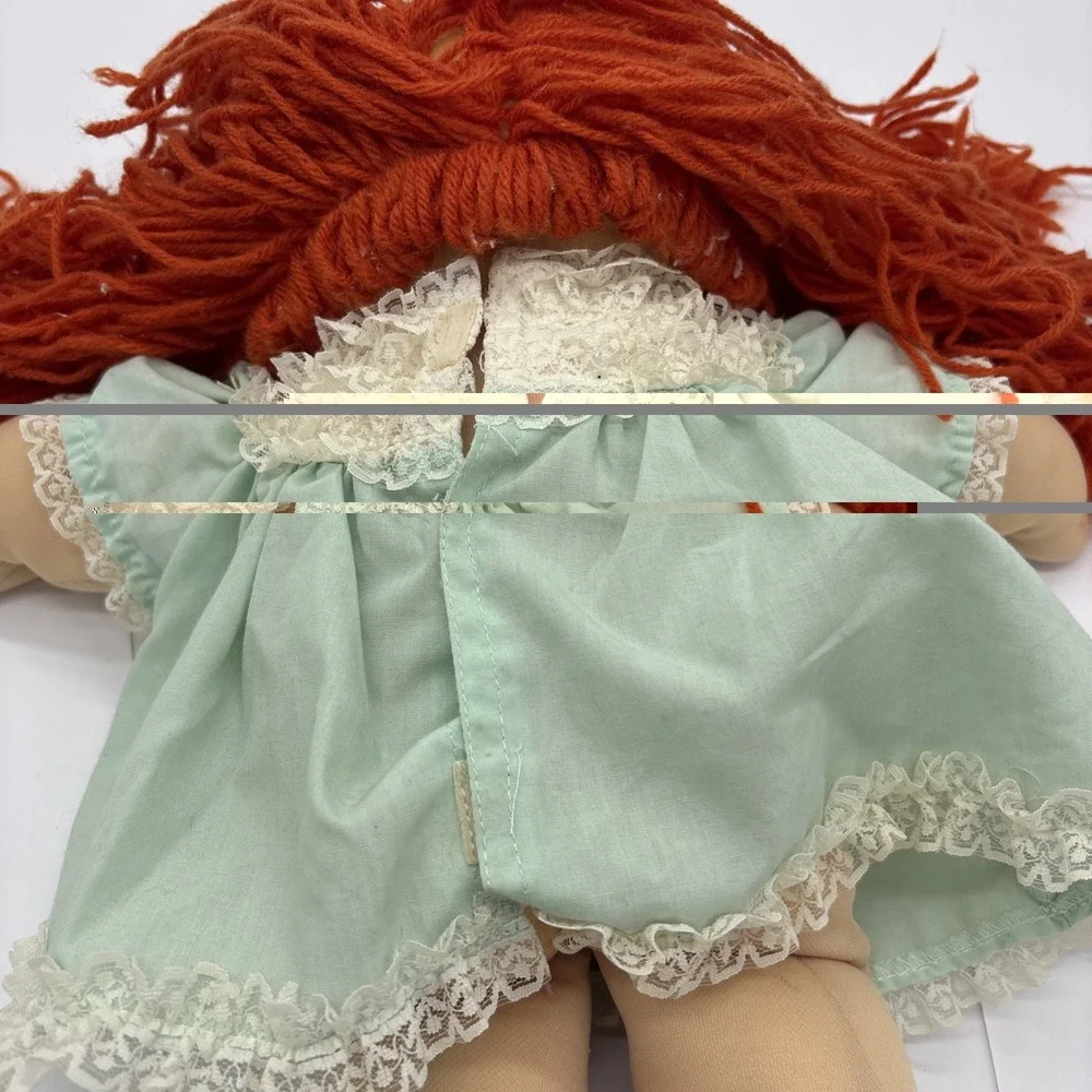 Vintage 1985 Cabbage Patch Style Red Hair Blue Eyes Green Dress Rare!